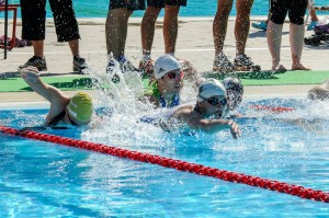 54 felnőtt versenyző csapata a vizet a 33,1/3-os medencében 